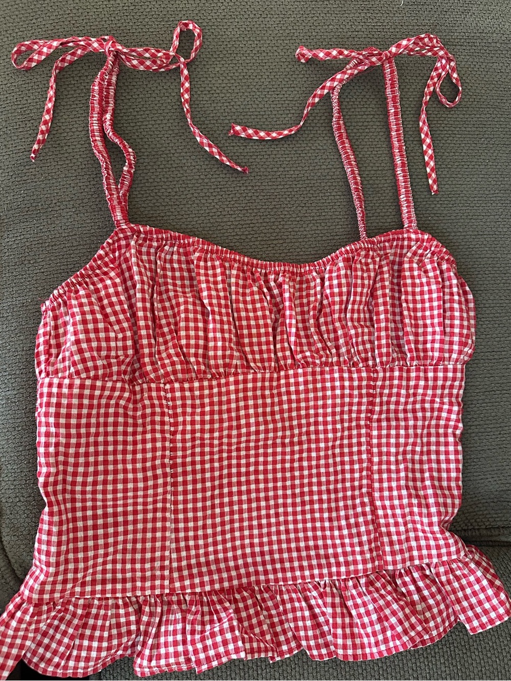 Zara Red Gingham Tie-Strap Camisole